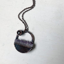 Load image into Gallery viewer, Round Amethyst Slice with Grey Moonstone Necklace - Ready to Ship
