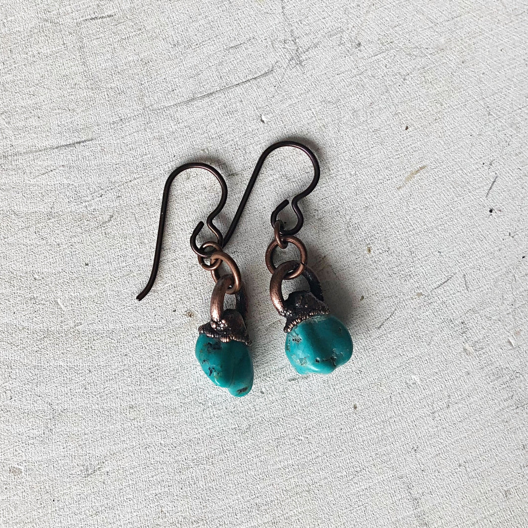 Raw Kingman Turquoise Hanging Earrings #2 - Ready to Ship (4/25 Update)