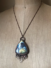 Load image into Gallery viewer, Labradorite Tear Drop Necklace with Clear Quartz Points - Spring Equinox Collection
