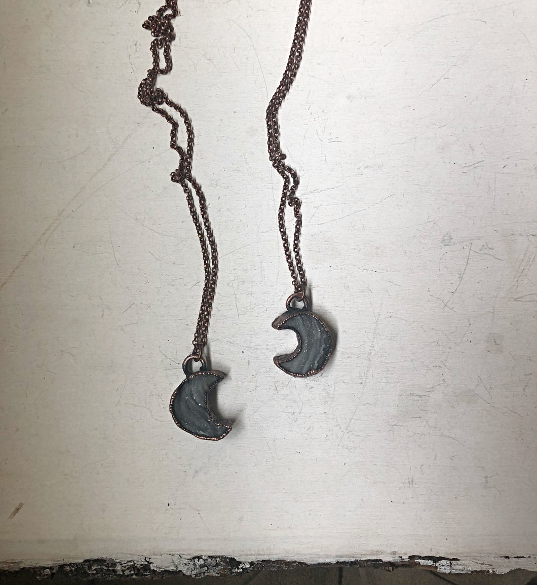 Chalcedony Crescent Moon Necklace (Ready to Ship) - Darkness Calling Collection