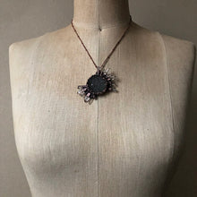Load image into Gallery viewer, Gray Druzy New Moon Necklace #2 - Ready to Ship
