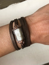 Load image into Gallery viewer, Selenite and Leather Wrap Bracelet/Choker (Satya Collection)
