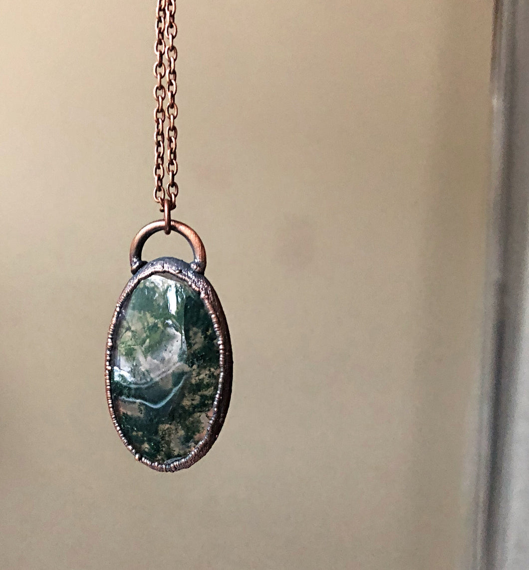 Moss Agate Oval Necklace - Ready to Ship