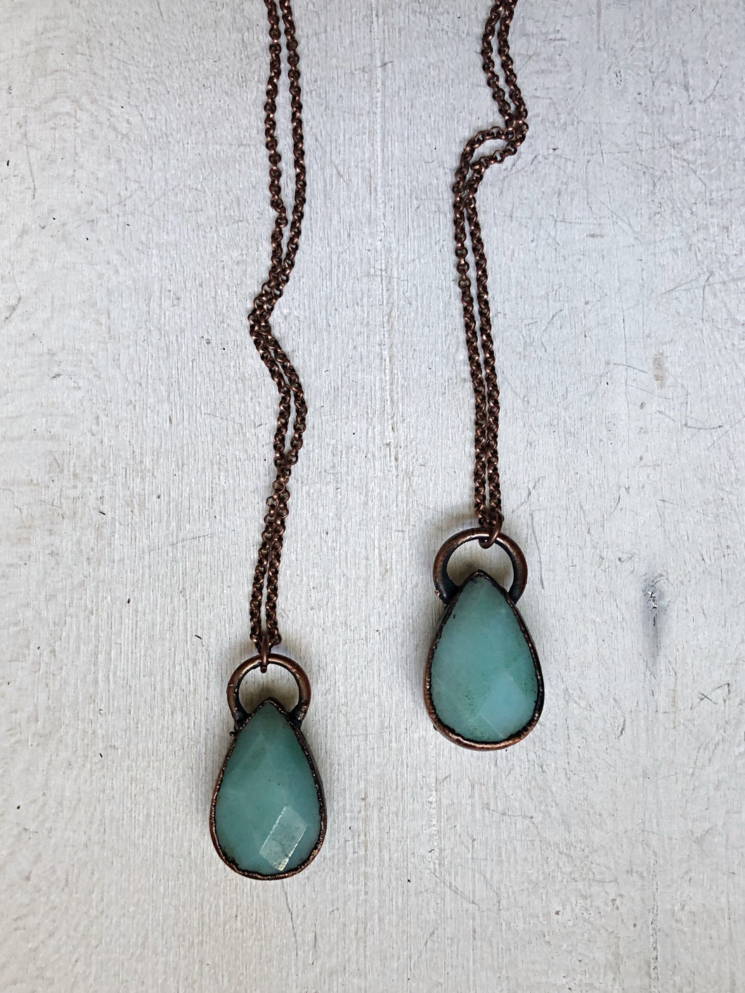 Faceted Amazonite Small Teardrop Necklace - Read to Ship