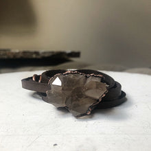 Load image into Gallery viewer, Smoky Quartz Cluster and Leather Wrap Bracelet/Choker #1 - Ready to Ship
