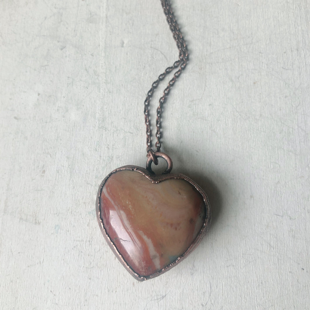 Polychrome Jasper Heart Necklace #14