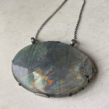 Load image into Gallery viewer, Labradorite New Moon Necklace #3 - Sterling Silver
