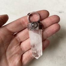 Load image into Gallery viewer, Polished Clear Quartz Point with Grey Moonstone Necklace #2
