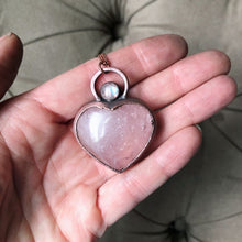 Load image into Gallery viewer, Rose Quartz Heart &amp; Rainbow Moonstone Necklace
