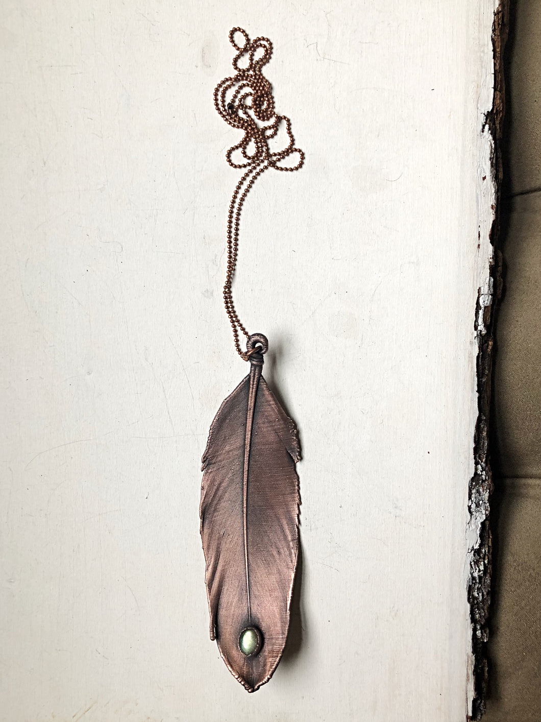 Electroformed Feather and Labradorite Necklace #2 - Moksha Collection