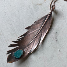 Load image into Gallery viewer, Electroformed Feather with Raw Amazonite Necklace - Ready to Ship
