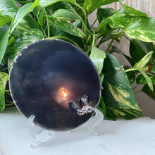 Load image into Gallery viewer, The Crescent Moon Scrying Mirror with Black Tibetan Quartz - Ready to Ship
