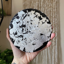 Load image into Gallery viewer, Large Silver Crescent Moon Scrying Mirror with Clear Quartz Cluster - Ready to Ship
