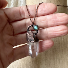 Load image into Gallery viewer, Raw Clear Quartz Point with Labradorite Necklace - Ready to Ship
