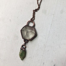 Load image into Gallery viewer, Clear Quartz Hexagon &amp; Raw Green Kyanite Necklace
