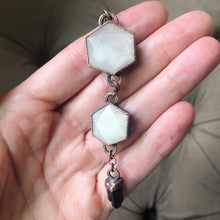 Load image into Gallery viewer, Double White Moonstone Hexagon and Dravite Necklace - Ready to Ship
