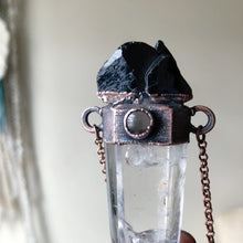 Load image into Gallery viewer, Polished Clear Quartz Point with Black Tourmaline &amp; Grey Moonstone Necklace
