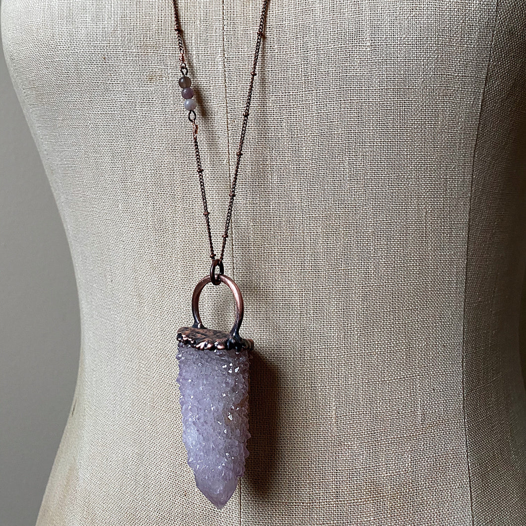 Amethyst Spirit Quartz Necklace with Purple Agate Accent Chain #2 - Ready to Ship