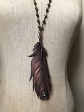 Load image into Gallery viewer, Electroformed Feather and Labradorite Necklace #2 - Ready to Ship
