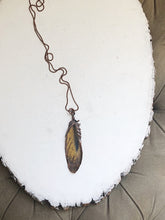 Load image into Gallery viewer, Electroformed Yellow Macaw Feather Necklace - Ready to Ship (5/17 Update)
