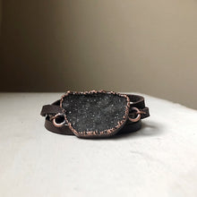 Load image into Gallery viewer, Gray Druzy and Leather Wrap Bracelet/Choker #3 - Ready to Ship
