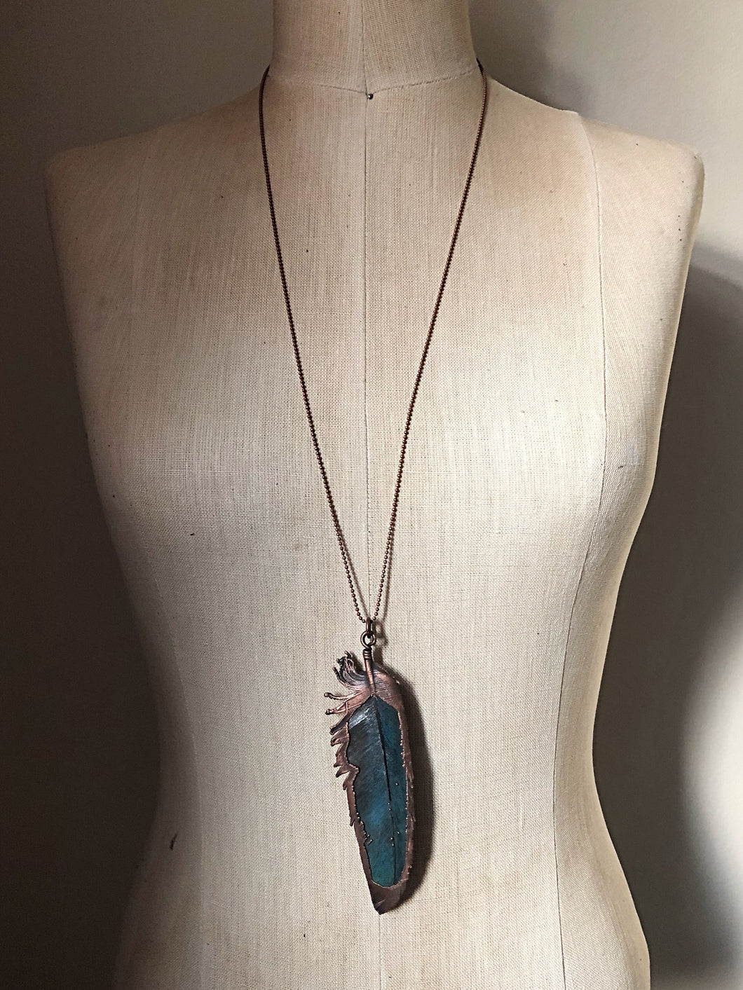 Electroformed Macaw Feather Necklace