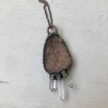 Load image into Gallery viewer, Druzy &amp; Raw Clear Quartz Statement Necklace #3 - Ready to Ship
