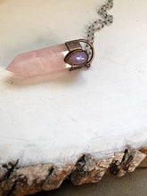Load image into Gallery viewer, Rose Quartz Point with Rainbow Moonstone Necklace - Ready to Ship (5/17 Update)
