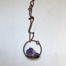 Load image into Gallery viewer, Amethyst Cluster with Rainbow Moonstone Necklace #4 - Tell Tale Heart Collection
