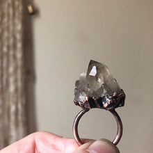 Load image into Gallery viewer, Raw Smoky Quartz Cluster Large Statement Ring - (Super Blood Wolf Moon)
