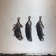 Load image into Gallery viewer, Electroformed Dark Gray Feather Necklace (Ready to Ship) - Darkness Calling Collection
