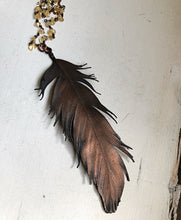 Load image into Gallery viewer, Electroformed Large Wild Feather &amp; Raw Citrine Necklace (Icarus Soaring)
