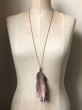 Load image into Gallery viewer, Electroformed Feather and Labradorite Necklace #1 - Ready to Ship
