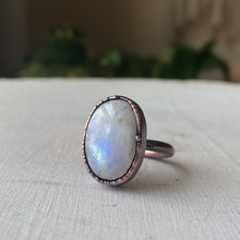 Load image into Gallery viewer, Rainbow Moonstone Ring - Oval #5 (Size 6.25) - Ready to Ship
