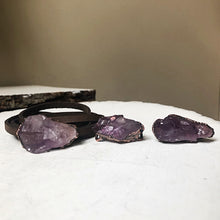 Load image into Gallery viewer, Raw Amethyst and Leather Wrap Bracelet/Choker - Ready to Ship
