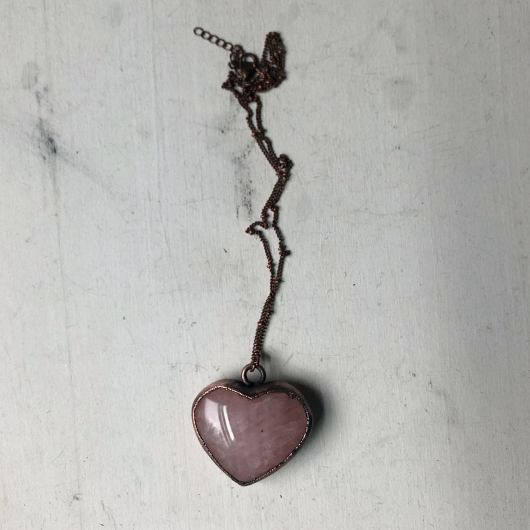 Rose Quartz Heart Necklace #2