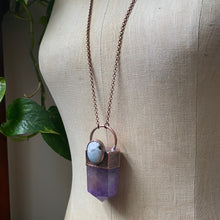Load image into Gallery viewer, Amethyst Polished Point &amp; Rainbow Moonstone  Necklace - Ready to Ship
