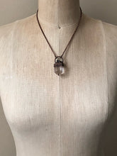 Load image into Gallery viewer, Polished Clear Quartz Point topped with Raw Emerald Necklace  (Satya Collection)
