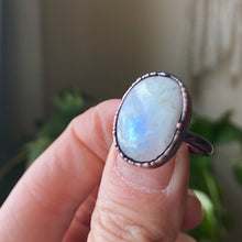 Load image into Gallery viewer, Rainbow Moonstone Ring - Oval #5 (Size 6.25) - Ready to Ship
