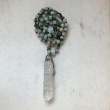 Load image into Gallery viewer, Amazonite and Raw Clear Quartz Mala - Ready to Ship
