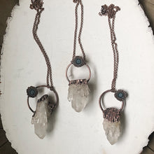 Load image into Gallery viewer, Candle Quartz Cluster with Stalactite Moon Necklace - Snow Moon Collection
