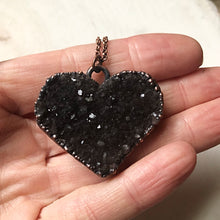 Load image into Gallery viewer, Dark Amethyst Druzy Heart Necklace (Super Blood Wolf Moon Collection)
