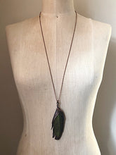 Load image into Gallery viewer, Electroformed Green Macaw Feather Necklace
