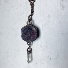 Load image into Gallery viewer, Raw Ruby &amp; Double Terminated Clear Quartz Point Necklace #3

