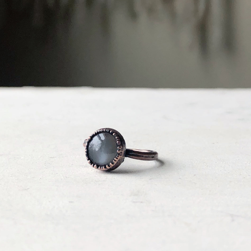 Grey Moonstone Ring - Round #1 (Size 6) - Ready to Ship