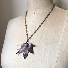 Load image into Gallery viewer, Electroformed Maple Leaf with Labradorite Necklace (Medium) - Ready to Ship

