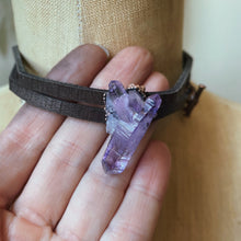 Load image into Gallery viewer, Vera Cruz Amethyst &amp; Leather Choker #1 - Ready to Ship
