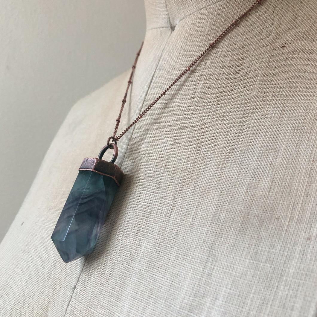 Fluorite Polished Point Necklace #9 - Ready to Ship