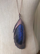 Load image into Gallery viewer, Large Blue Macaw Feather Necklace - Ready to Ship
