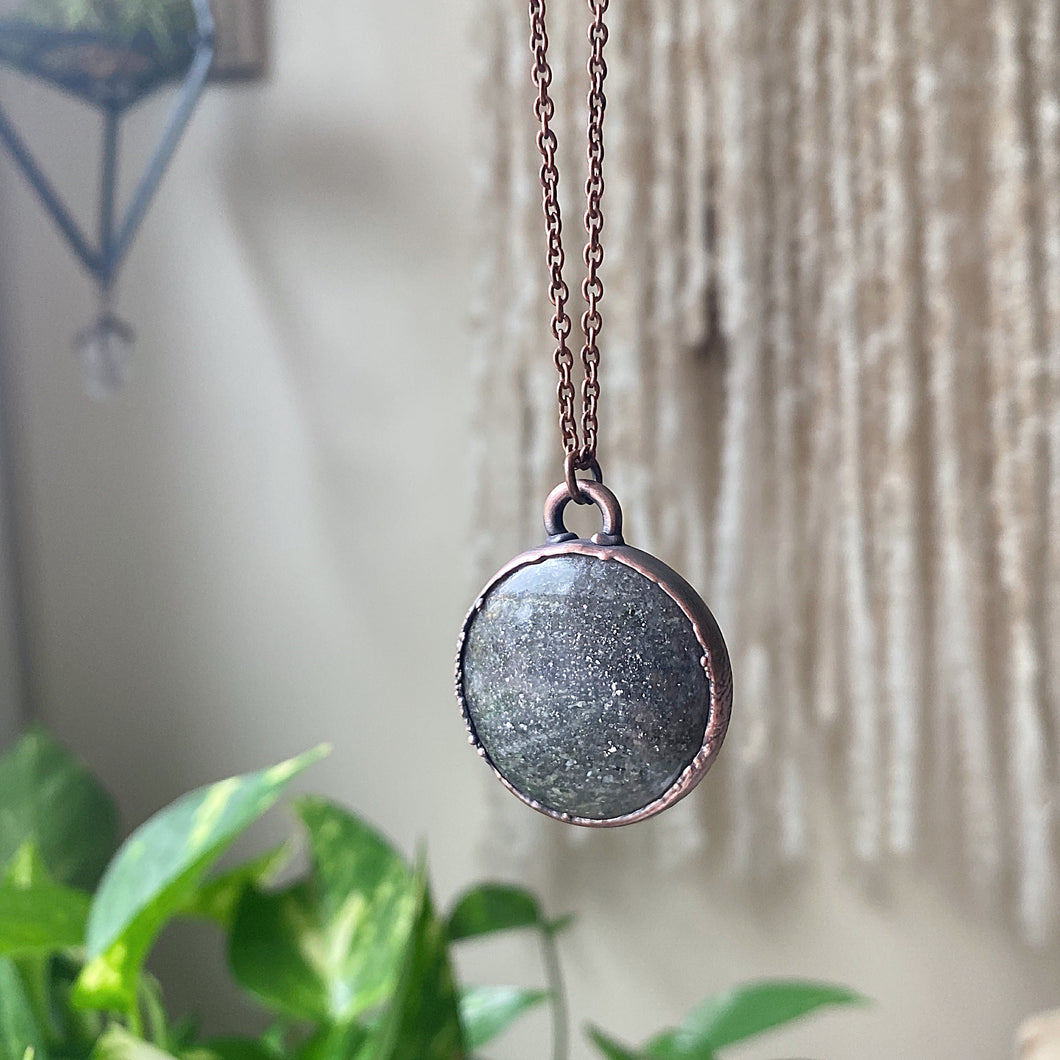 Black Sunstone Full Moon Necklace #1 - Ready to Ship